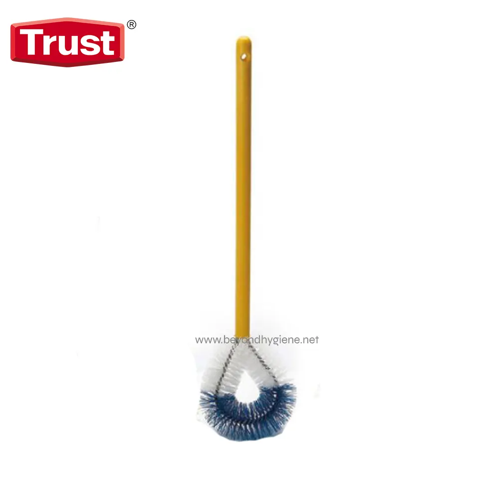 6795 Yellow cleaning brush with a long handle for sweeping floors or cleaning hard-to-reach surfaces proficiency for hygiene maintenance.