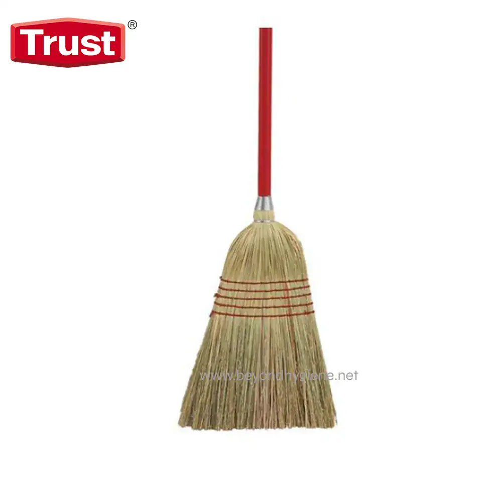 6803-2 Beyond hygiene asia broom with red handle for cleaning and sanitation.