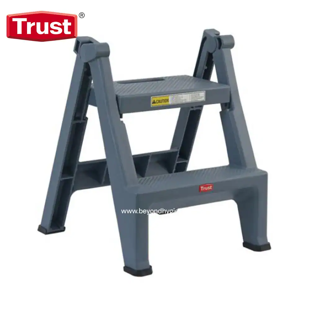 6932 Heavy-duty grey step stool with safety grips, ideal for commercial hygiene and cleaning tasks, promoting safety and efficiency in the workplace.