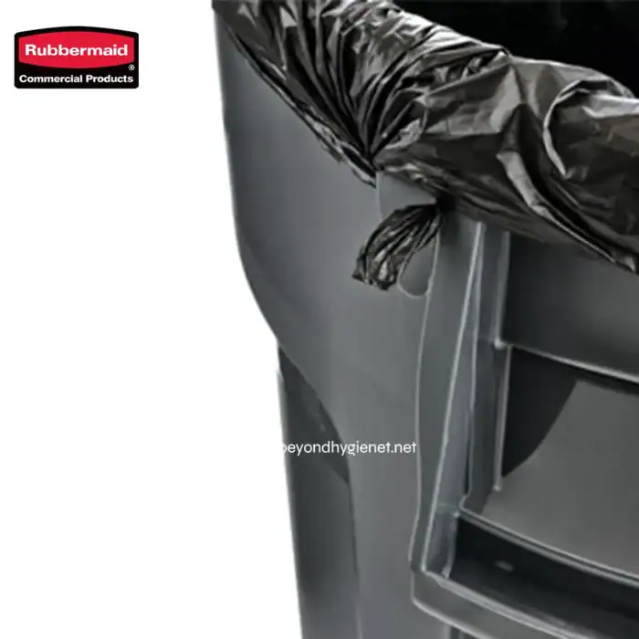 Bagged trash can with black rubbish bag for waste disposal, commercial indoor bin for cleaning and hygiene solutions at Beyond Hygiene Asia.