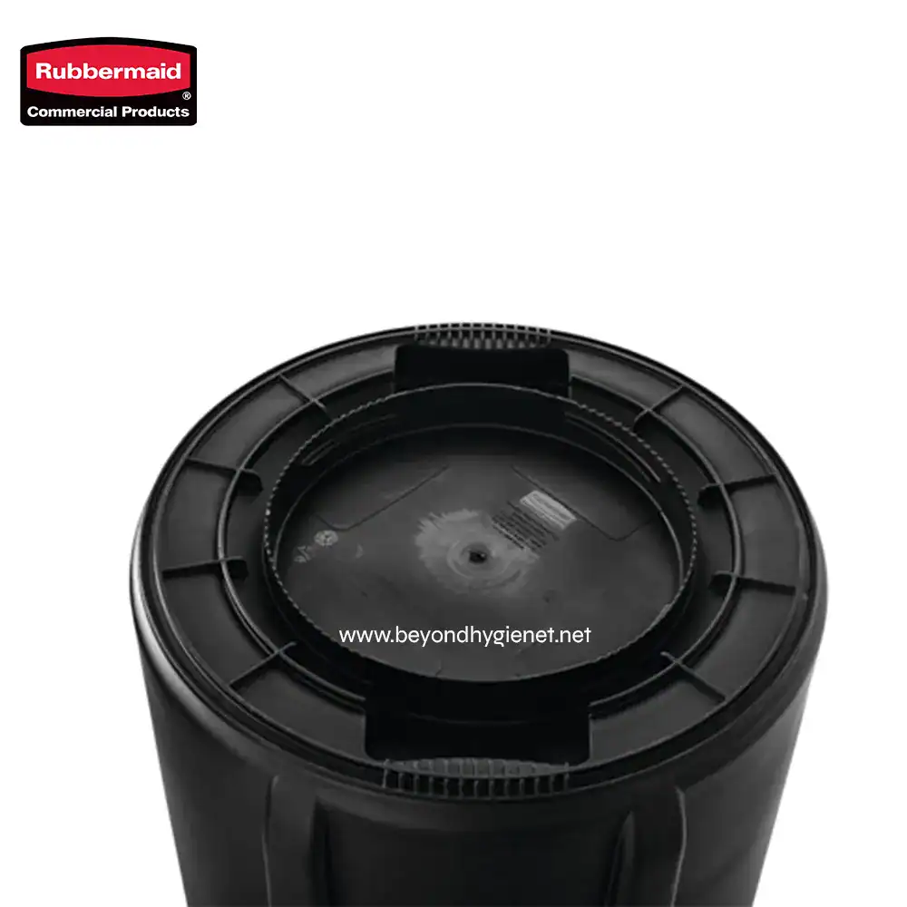 8 Rubbermaid commercial trash can lid for hygiene and waste management.