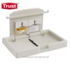 Recessed hospital bed panel with safety locks for medical facilities for hygiene and sanitation purposes.