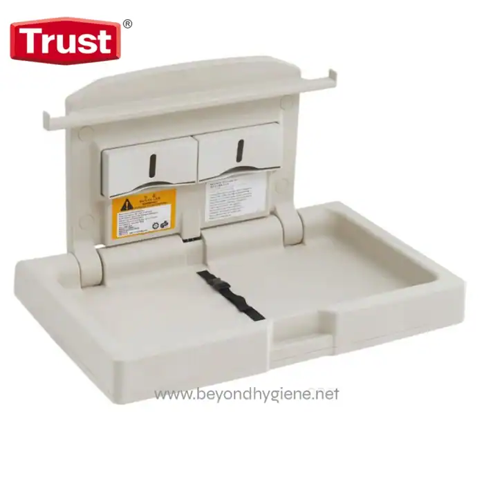 Recessed hospital bed panel with safety locks for medical facilities for hygiene and sanitation purposes.