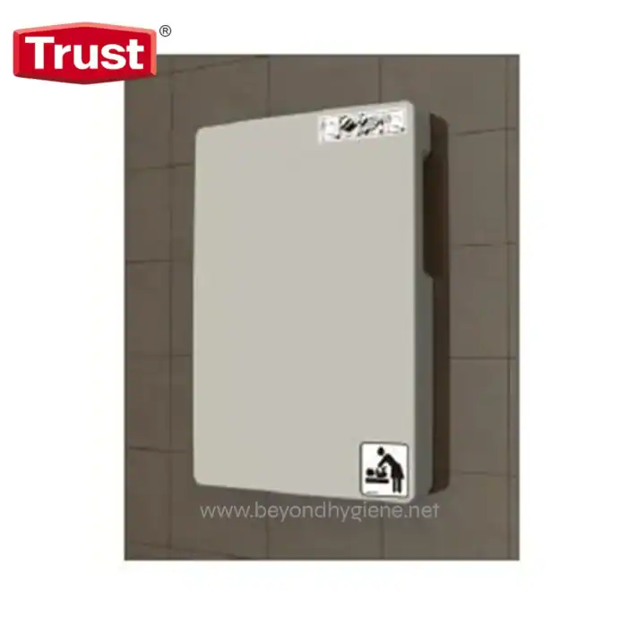 Disposable hand towel sanitizer dispenser, wall-mounted hygiene equipment for public restrooms.