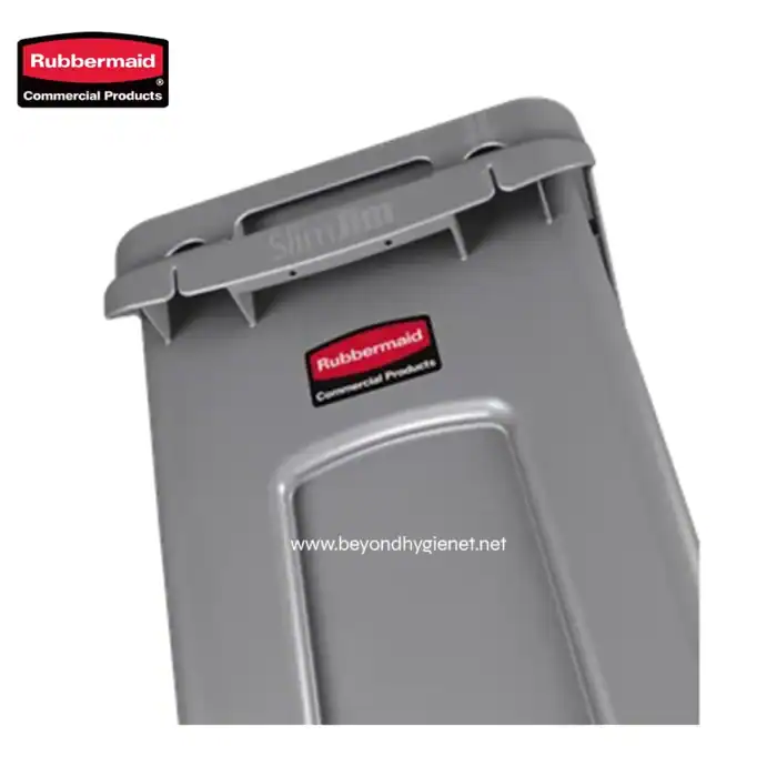 Rubbermaid commercial product trash receptacle for hygiene and sanitation solutions in Asian workplaces and public spaces, durable and functional waste management bin.