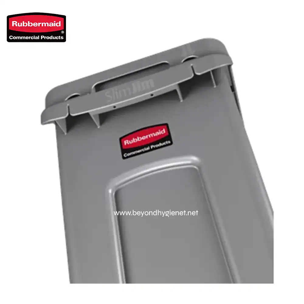 9 Rubbermaid commercial product trash receptacle for hygiene and sanitation solutions in Asian workplaces and public spaces, durable and functional waste management bin.