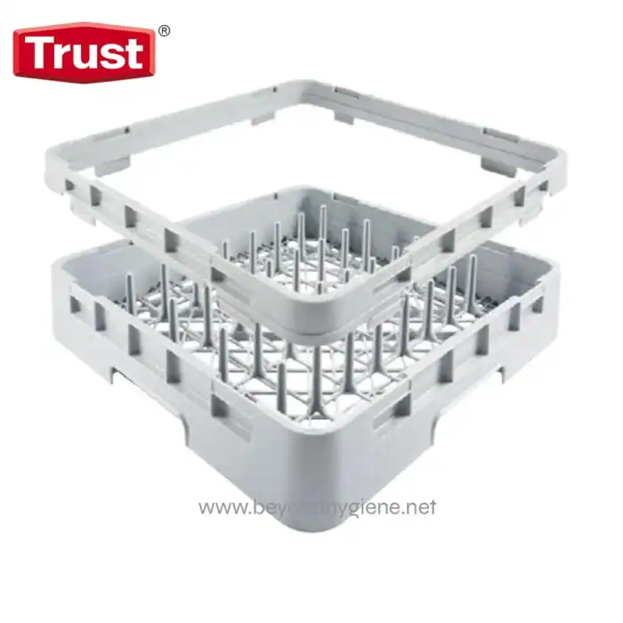 Shower dish rack with drainage spikes for hygiene and drying efficiency.