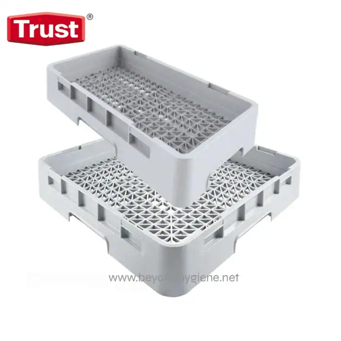 Ened sanitary trays for hygiene and safety in food and medical industries.