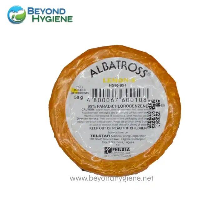 ALBATROSS LEMON-S Toilet and bathroom deodorizer with 99% paradichlorobenzene, 50g, effective for maintaining fresh odor in restrooms and toilets.