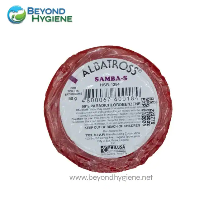 ALBATROSS Samba-S disinfectant wax table, 50g, for toilet and bathroom sanitation, by Beyond Hygiene Asia.