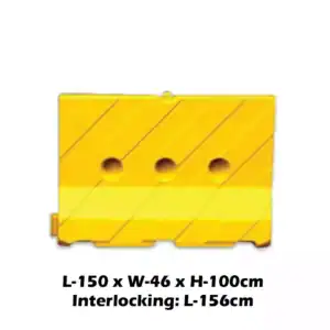 Blocking Safety Barrier for Workplace and Traffic Management, durable plastic construction, interlocking design, ideal for construction sites, events, and safety zones.