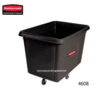 Rubbermaid commercial cleaning cart with ruedas, durable black plastic design, ideal for janitorial and sanitation tasks, perfect for industrial and office hygiene needs.