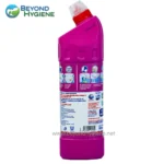 Disinfectant bathroom cleaner bottle with instructions, used for hygiene and sanitation, from Beyond Hygiene Asia.