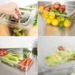 Stainless steel food storage containers for fresh produce, vegetables, and fruits, promoting hygiene and organization in the kitchen.