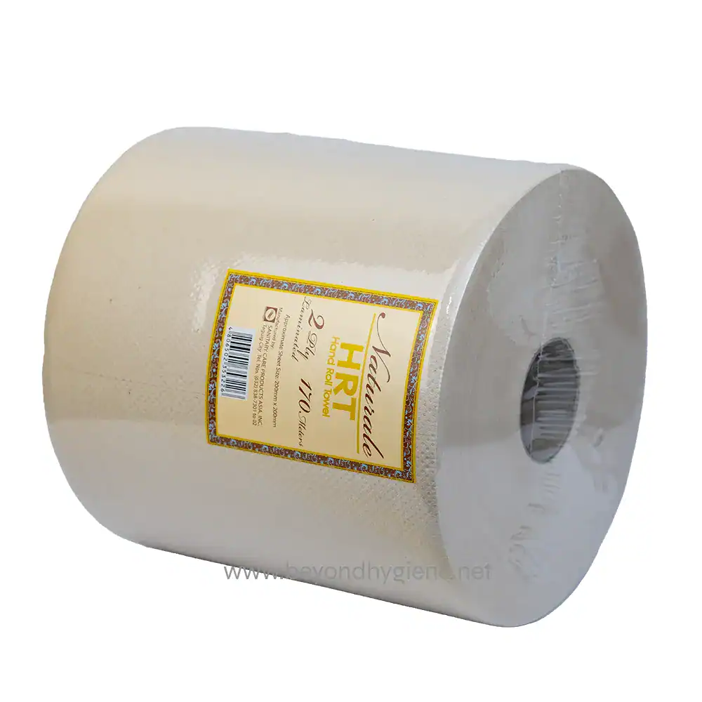 HRT_3 Soft white hand roll towel for hygiene and cleaning, ideal for commercial and industrial use. Durable, absorbent, and cost-effective paper towel roll from Beyond Hygiene Asia.
