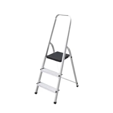 Aluminum step ladder with black anti-slip steps and sturdy handrails, ideal for commercial and industrial cleaning needs from Beyond Hygiene Asia.