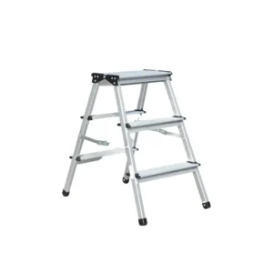 Aluminum multi-purpose step ladder perfect for commercial and industrial cleaning tasks. Durable, lightweight, and rust-resistant to ensure safety and efficiency during hygiene maintenance.