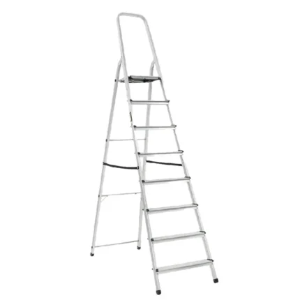 Aluminum multipurpose step ladder ideal for commercial and industrial cleaning, maintenance, and safety tasks. Durable, lightweight, and secure for professional and household use.