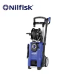Heavy-duty industrial cleaning pressure washer with compact design, durable build, and high-pressure spray for commercial cleaning applications, suitable for various surface types.