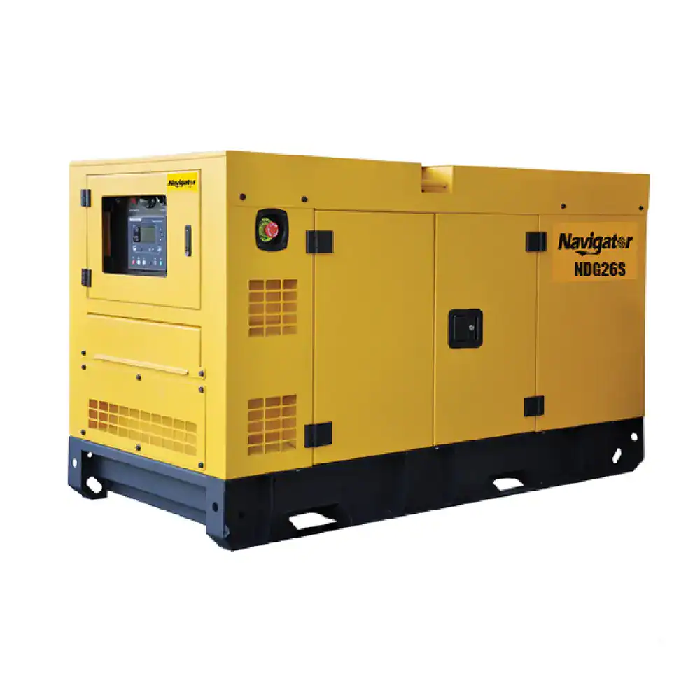 Navigator Generator Max Output 26Kva 60Hz Diesel Portable yellow generator for industrial use, branded NavigaStar NDG26S, suitable for construction and emergency power solutions.