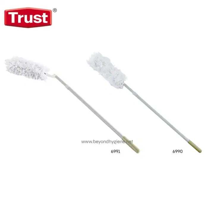 Microfiber cleaning dusters with extendable handles for industrial and commercial cleaning, perfect for reaching high or difficult spots. Trusted hygiene tools from Beyond Hygiene Asia.