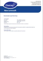 Bacteriostatic liquid hand soap product sheet with technical data, safety handling guidance, and storage instructions, emphasizing professional use and effective hand hygiene solutions.