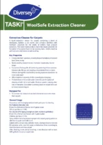 TASKI WoolSafe Extraction Cleaner for Carpets - Heavy-duty liquid carpet cleaner with low-foam formula that removes stains and resists resoiling, ideal for commercial, industrial, and institutional carpet maintenance.