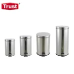 TRUST® Round Stainless Steel Step-On Containers 7L/12L/20L/30L