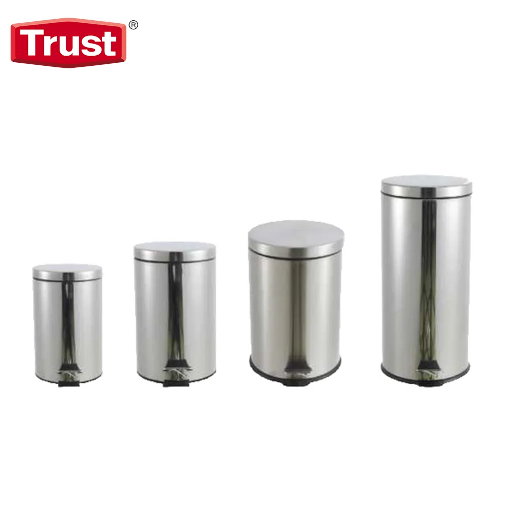 Page_28_Image_0002 Trash bins in a variety of sizes made from stainless steel, suitable for commercial and industrial use. Designed for hygienic waste disposal in busy environments.
