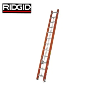 Fiberglass extension ladder with safety locks and non-slip steps, ideal for construction and maintenance tasks.