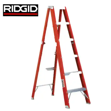 RIDGID aluminum multi-position ladder with four adjustable heights, ideal for commercial and residential tasks, offering safety, durability, and versatile reach solutions.
