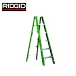 Ridgid folding step ladder for industrial and commercial use, green heavy-duty safety ladder.