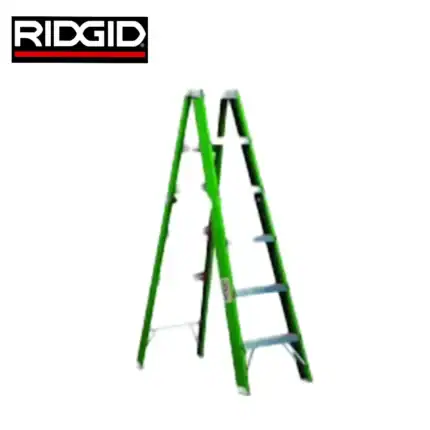Aluminum step ladder with three steps, green and silver color, used for maintenance and accessing high areas in commercial or industrial settings.