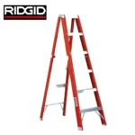 Red RIDGID step ladder for industrial and commercial use, ideal for safety and height access. Perfect for maintenance, cleaning, and construction tasks in various environments.