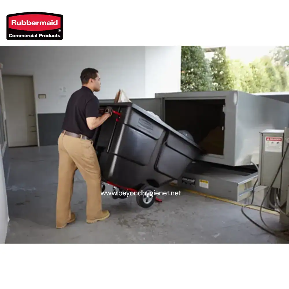 ROTOMOLDED TILT TRUCK, UTILITY DUTY, 1 CUBIC YARD, BLA ( (4) Rubbermaid commercial cleaning equipment, industrial laundry, and hygiene maintenance at Beyond Hygiene Asia.