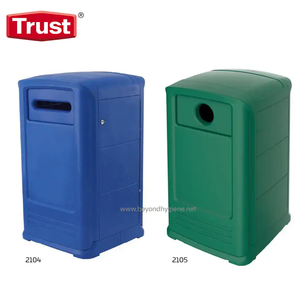 Riston Recycling Container Blue waste disposal bin for hygiene and waste management.
