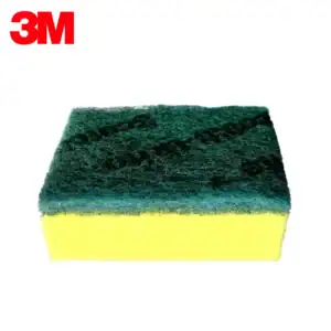 3M cleaning sponge with dual cleaning surfaces for deep cleaning and scrubbing effectiveness.