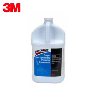 Scotchgard carpet and upholstery protector concentrate in a white bottle, designed to safeguard fabrics from stains and spills for commercial and home use.