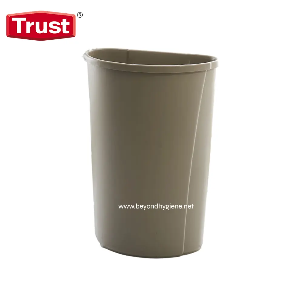 Trash bin waste container, beige plastic bin for waste disposal, eco-friendly office or bathroom trash can, Beyond Hygiene Asia product, durable and hygienic waste management solution.