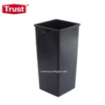 Black trash bin for commercial and industrial waste disposal, ideal for office, restaurant, and hygiene management environments. Durable, hygienic, and eco-friendly waste receptacle.