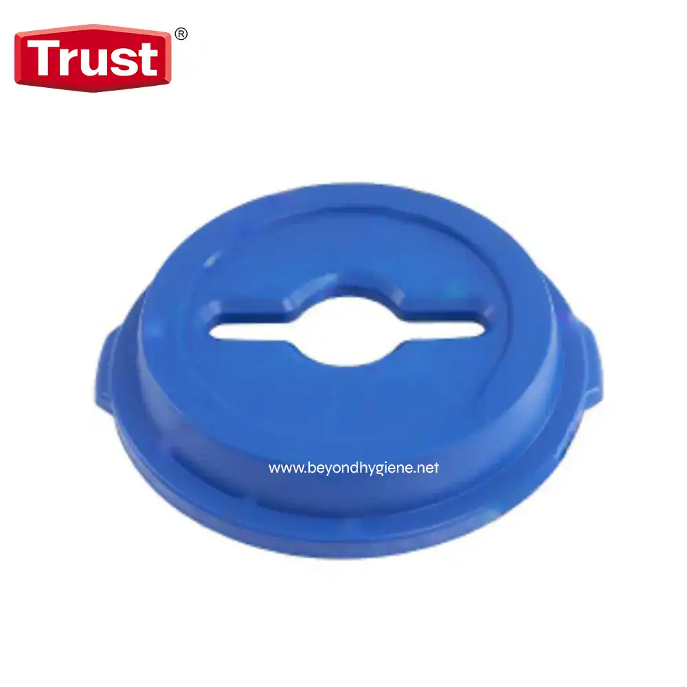 TR-1637BLUE Blue hygienic drain cover for sink or shower, durable plastic, easy to clean, designed to prevent hair and debris clogging, suitable for commercial and residential hygiene use.