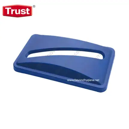 Blue plastic hand sanitizer dispenser holder for hygiene and sanitation stations.