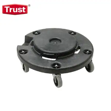 Rubber caster wheel for cleaning carts, durable and smooth-rolling, ideal for hospital and commercial cleaning equipment.