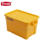 Yellow plastic storage container with "THOR" branding for industrial and cleaning supplies, emphasizing hygiene storage solutions.