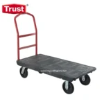 Wagon cart with red handle and black base, used for industrial and commercial cleaning, featuring durable wheels for easy transport, ideal for hygiene and sanitation services.