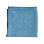 Microfiber cleaning cloth for hygiene and sanitation purposes, blue color, branded with Beyond Hygiene Asia logo. Perfect for sterilizing and cleaning surfaces in healthcare, hospitality, and cleaning industries.
