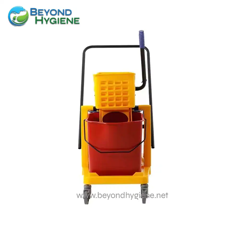 UGA 071A-4 Cleaning mop bucket with wringer and wheels for efficient janitorial cleaning services in Asia, featuring durable construction and ergonomic design for commercial and industrial sanitation needs.