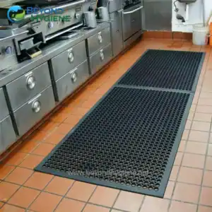 Reinforced rubber anti-slip kitchen mats for safety, comfort, and hygiene in commercial culinary environments, available at Beyond Hygiene Asia. Perfect for preventing slips and falls in busy kitchens.