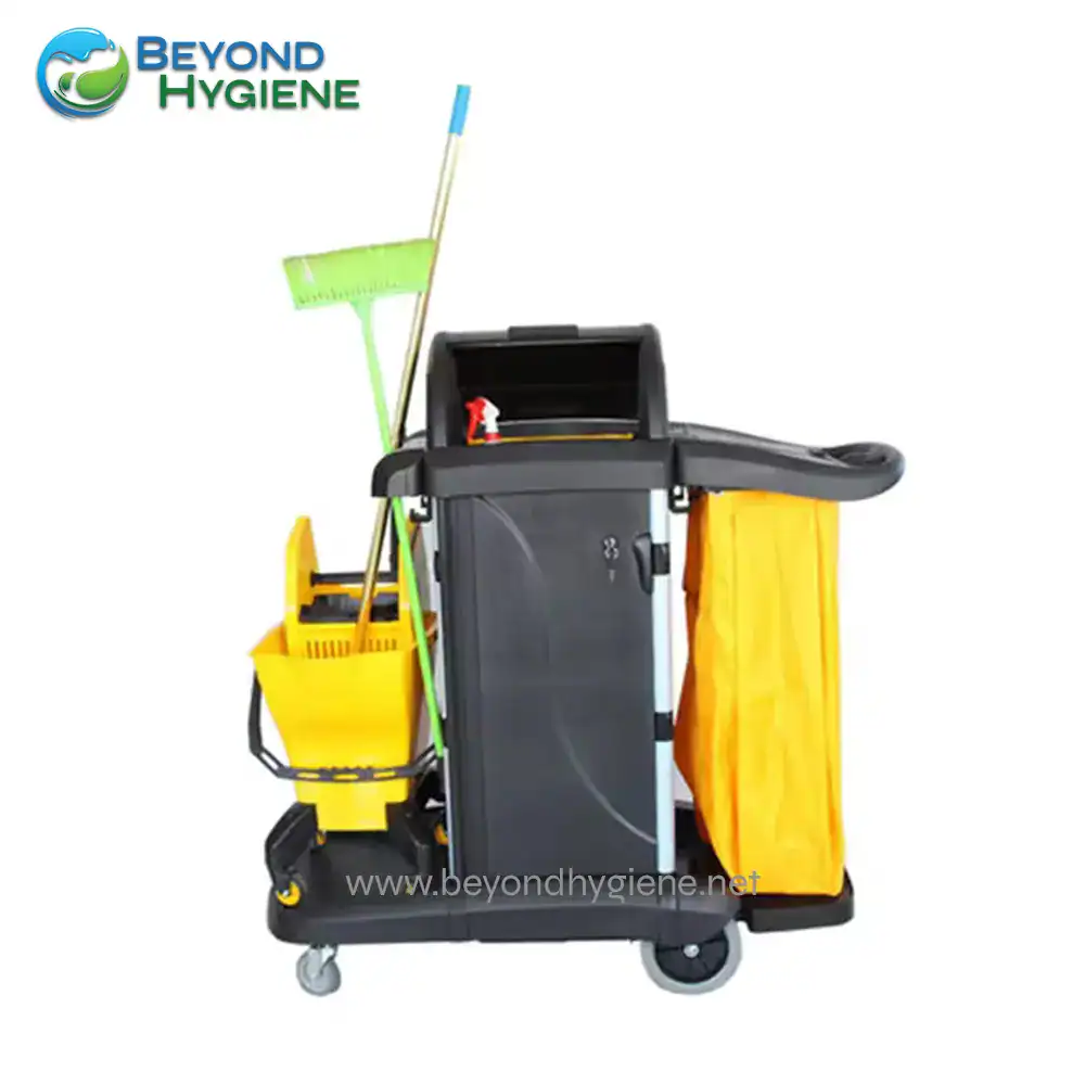 UGA-CBD011-2-2 Disinfectant cleaning cart with mop and spray bottles, janitorial cleaning supplies for commercial hygiene, disinfecting equipment for janitorial services, Beyond Hygiene Asia cleaning trolley for professional sanitation.