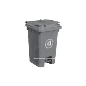 Gray waste segregation bin for hygiene and waste management.